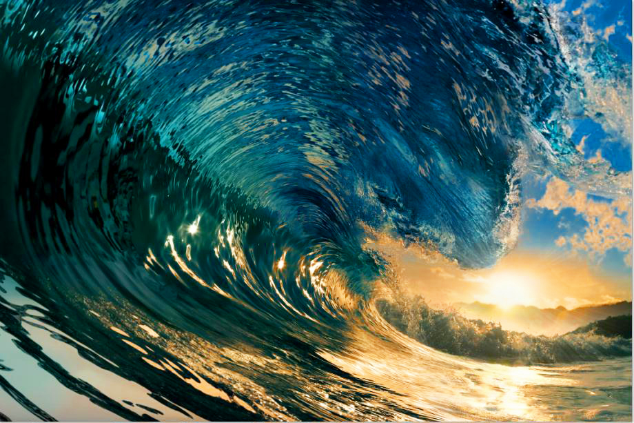 MF019 Wall décor art photographic on canvas nautical sunset ocean wave